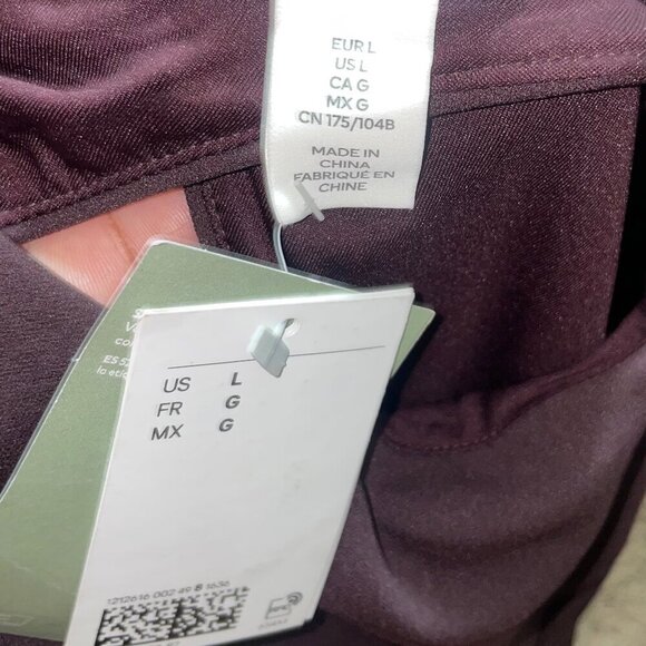 H&M Burgundy Cut-out Soft Jersey Round Neck Mini Dress Partly Lined Sz Large - Picture 9 of 10